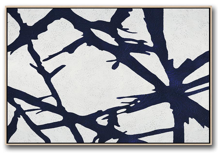 Horizontal Navy Blue Minimal Art #NV286C